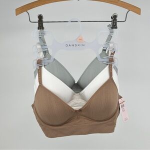 Danskin Bra Trio Set - Tan,‎ White, Gray 34C NWT